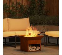 vidaXL Barbecue a fuoco cubico in acciaio corten 50x40 cm in oro metallizzato con finitura arrugginita per uso esterno Design portatile con gancio sospeso Stile industriale ideale per falò a legna in