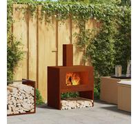 vidaXL Focolare Rettangolare a Legna in Acciaio Corten Invecchiato Marrone Soluzione di Riscaldamento all'aperto 60X40Cm per balconi patii raduni Giardini Metallo Resistente alla ruggine Industriale