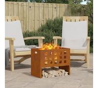 Focolare Rustico a Legna in Acciaio Corten Durevole per Esterno, Design Rettangolare Marrone Antiruggine, Resistente al Calore per Patio e Giardino, Facile Assemblaggio,