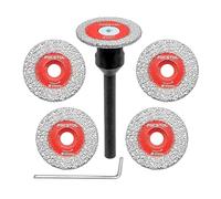 FOCSTOL Disco Diamantato per Gres Porcellanato - 5 pezzi 30mm Lama Diamantata per Taglio Piastrellee e 1 pezzo 6mm Gambo Rotondo per Marmo Granito Pietra Artificiale Gres Porcellanato