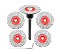 FOCSTOL Disco Diamantato per Gres Porcellanato - 5 pezzi 40mm Lama Diamantata per Taglio Piastrellee e 1 pezzo 6mm Gambo Rotondo per Marmo Granito Pietra Artificiale Gres Porcellanato