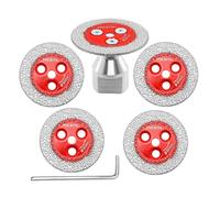 FOCSTOL Disco Diamantato per Gres Porcellanato - 5 pezzi 50mm Lama Diamantata per Taglio Piastrellee e 1 pezzo Flangia Filettata M14 per Marmo Granito Pietra Artificiale Gres Porcellanato