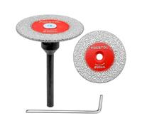FOCSTOL Mini Disco Diamantato per Gres Porcellanato - 2 pezzi Lama Diamantata per Taglio Piastrellee 50mm e 1 pezzo Gambo Rotondo 6mm per Marmo, Granito, Pietra Artificiale, Gres Porcellanato
