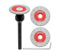 FOCSTOL Mini Disco Diamantato per Gres Porcellanato - 3 pezzi Lama Diamantata per Taglio Piastrellee 30mm e 1 pezzo Gambo Rotondo 6mm per Marmo, Granito, Pietra Artificiale, Gres Porcellanato