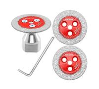 FOCSTOL Mini Disco Diamantato per Gres Porcellanato - 3 pezzi Lama Diamantata per Taglio Piastrellee 50mm e 1 pezzo Flangia M14 per Marmo, Granito, Pietra Artificiale, Gres Porcellanato, Ceramica