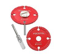 FOCSTOL Mini Disco Diamantato per Metallo - 2 pezzi Lama Diamantata per Taglio 30mm e 1 pezzo Gambo Rotondo 3mm per Tagliare Tubi di Ferro Sottili, Lamiere Sottili, Bulloni e Viti