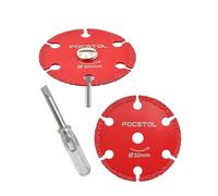 FOCSTOL Mini Disco Diamantato per Metallo - 2 pezzi Lama Diamantata per Taglio 50mm e 1 pezzo Gambo Rotondo 3mm per Tagliare Tubi di Ferro Sottili, Lamiere Sottili, Bulloni e Viti