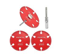 FOCSTOL Mini Disco Diamantato per Metallo - 3 pezzi Lama Diamantata per Taglio 50mm e 1 pezzo Gambo Rotondo 3mm per Tagliare Tubi di Ferro Sottili, Lamiere Sottili, Bulloni e Viti