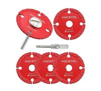 FOCSTOL Mini Disco Diamantato per Metallo - 5 pezzi Lama Diamantata per Taglio 30mm e 1 pezzo Gambo Rotondo 3mm per Tagliare Tubi di Ferro Sottili, Lamiere Sottili, Bulloni e Viti
