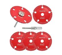 FOCSTOL Mini Disco Diamantato per Metallo - 5 pezzi Lama Diamantata per Taglio 40mm e 1 pezzo Gambo Rotondo 3mm per Tagliare Tubi di Ferro Sottili, Lamiere Sottili, Bulloni e Viti