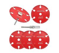 FOCSTOL Mini Disco Diamantato per Metallo - 5 pezzi Lama Diamantata per Taglio 50mm e 1 pezzo Gambo Rotondo 3mm per Tagliare Tubi di Ferro Sottili, Lamiere Sottili, Bulloni e Viti