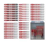 FOCSTOL Set di Lame per Seghetto Alternativo - 50 Pezzi HSS/HCS Lame per Aeghetti Alternativi con Codolo a T per Taglio Metallo, Legno, Plastica (T118A,T118B,T101AO,T101B,T101BR,T144D)