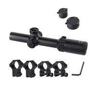 FOCUHUNTER Mirino 1-6X24E Portata del Fucile tattico Illuminato Rosso con Supporti per tessitore/Guida Picatinny per Sport all'aperto