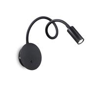 IDEAL LUX Lampada da parete Focus 2 AP – da lettura flessibile – LED 3,5W 3000K luce calda Nero