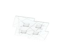 Plafoniera Contemporanea Focus Metallo Bianco Vetro 4 Luci Gx53