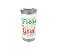 Focus on the goal Inspirational Motivation Typography Bicchiere termico in acciaio inox doppia parete