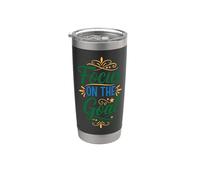 Focus on the goal, Inspirational Motivation Typography Bicchiere termico in acciaio inox doppia parete