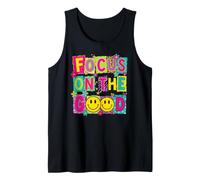 Focus On The Good Colorful Positive Happy Face Citazione Design Canotta