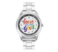 Focus on The Good Fashion Orologio da polso al quarzo in acciaio inossidabile con numeri arabi per uomo donna, Stile:, regular, MHXYZHW