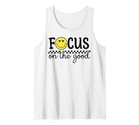 Focus On The Good Happy Face Positivo Minimalista Retro Canotta