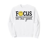 Focus On The Good Happy Face Positivo Minimalista Retro Felpa