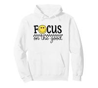 Focus On The Good Happy Face Positivo Minimalista Retro Felpa con Cappuccio