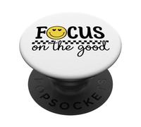 Focus On The Good Happy Face Positivo Minimalista Retro PopSockets PopGrip Adesivo