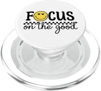 Focus On The Good Happy Face Positivo Minimalista Retro PopSockets PopGrip per MagSafe
