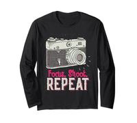 Focus Shoot Repeat Photography Photographer Camera Vintage Maglia a Manica