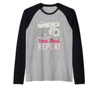 Focus Shoot Repeat Photography Photographer Camera Vintage Maglia con Maniche Raglan