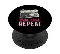 Focus Shoot Repeat Photography Photographer Camera Vintage PopSockets PopGrip Adesivo