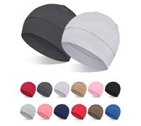 FocusCare 2 pz/4 pezzi 100% viscosa di bambù berretti per uomo donna fodera casco leggero berretto da notte per chemio perdita di capelli, Grigio scuro e grigio chiaro, Taglia unica