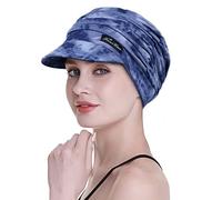 FocusCare, Cappelli morbidi per chemioterapia, in bambù, con visiera e a turbante, da donna, adatti per la perdita di capelli, Blue-F., Etichettalia unica