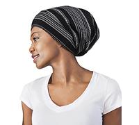 FocusCare Cappello da notte, capelli crespi, protegge la coda lunga, regalo per le donne estate nero bianco