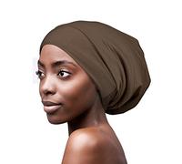 FocusCare Cuffia da Notte Foderata in Raso per Ragazza riccia Copricapo Morbido Regali per Capelli freschi Donne, Marrone, Taglia Unica