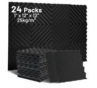 Focusound Confezione da 24 pannelli fonoassorbenti in schiuma, 2,5 x 30,5 x 30,5 cm, pannelli fonoassorbenti da parete, ad alta densità, per studio, ufficio, sala giochi