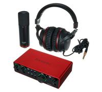 Focusrite Scarlett 2i2 Studio (4° gen.), pacchetto con interfaccia audio USB per cantautori, microfono a condensatore e cuffie, ideale per registrazioni, streaming e podcast