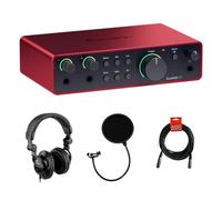 Focusrite Scarlett 2i2 USB-C Audio Interface (4a generazione) Bundle con cuffie monitor da studio Polsen HPC-A30, filtro pop e cavo XLR XLR