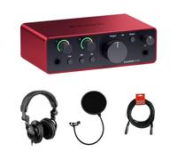 Focusrite Scarlett Solo USB-C Audio Interface (4a generazione) Bundle con cuffie monitor da studio Polsen HPC-A30, filtro pop e cavo XLR XLR