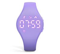 Focwony Orologio digitale Fitness Tracker per bambini 5-15 anni, orologio impermeabile senza app, contapassi, sveglia, per bambini, ragazzi, ragazze, adolescenti (viola)