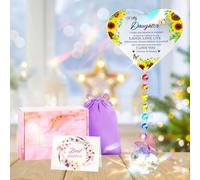 Focxoio Acchiappasole a forma di cuore in cristallo, regalo per figlia da mamma e papà, regalo di compleanno per mia figlia, regalo di Natale, laurea con scatola e biglietto con messaggio