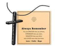 Focxoio Be Strong in Faith - Collana con croce con versi biblici per ragazzi e uomini, regalo religioso cristiano per ragazzi per compleanno, Natale, Pasqua, battesimo, Acciaio inossidabile