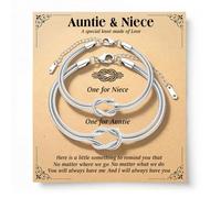 Focxoio Braccialetti coordinati regalo per mamma, figlia, nonna, nipote, nipote, grande e piccola, set di 2 braccialetti con nodo dell'infinito, regalo per donne e ragazze, 26cm, Acciaio inossidabile