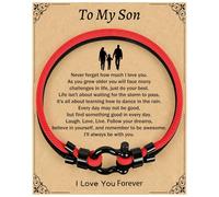 Focxoio Regalo per mio figlio con scatola, braccialetto intrecciato regolabile regalo per figlio da mamma papà, figlio, compleanno, Natale, laurea regalo per lui