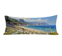 Fodera Cuscino 120 x 40 cm Paesaggio Federe Cuscini Divano Velluto con Cerniera Invisibile Design, Cuscino Lungo Oceano Stampa Fronte-Retro per Dormire Sul Fianco Maternità Supporto Schiena E0-397