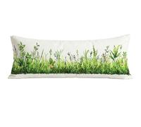 Fodera Cuscino 145 x 40 cm Verde Federe Cuscini Divano Velluto con Cerniera Invisibile Design, Cuscino Lungo Paesaggio Stampa Fronte-Retro per Dormire Sul Fianco Maternità Supporto Schiena E0-395