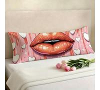 Fodera Cuscino 150 x 50 cm Rosa Federe Cuscini Divano Velluto con Cerniera Invisibile Design, Cuscino Lungo Amore Stampa Fronte-Retro per Dormire Sul Fianco Maternità Supporto Schiena RegaloE0-897