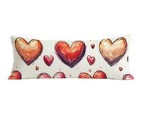Fodera Cuscino 150 x 50 cm Rosso Federe Cuscini Divano Velluto con Cerniera Invisibile Design, Cuscino Lungo Amore Stampa Fronte-Retro per Dormire Sul Fianco Maternità Supporto Schiena RegaloE0-877