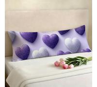 Fodera Cuscino 150 x 50 cm Viola Federe Cuscini Divano Velluto con Cerniera Invisibile Design, Cuscino Lungo Amore Stampa Fronte-Retro per Dormire Sul Fianco Maternità Supporto Schiena RegaloE0-69