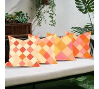 Fodera Cuscino Lino 50×50 cm Set 4, Copricuscini Decorativi Morbidi con Cerniera Invisibile, Federe Cuscini Eleganti per Divano Salotto, Arredo Casa Moderno，Rosa Dov'È La Griglia? C0K-139